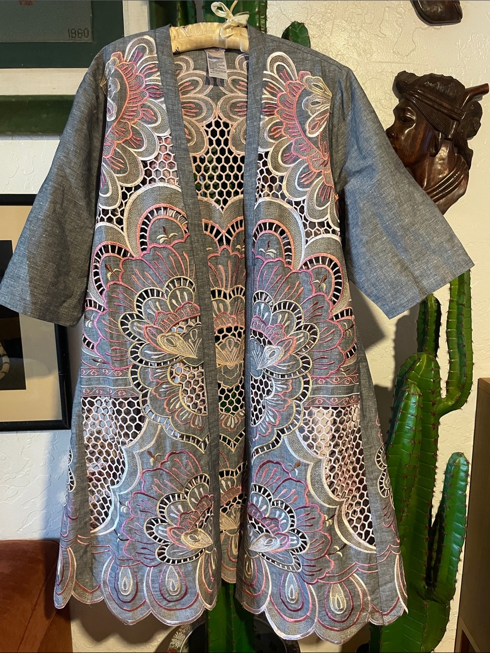Chico’s Linen Kimono Jacket Duster Size L Petite